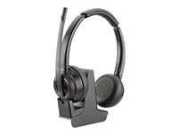 Poly Savi 8220 - Savi 8200 series - micro-casque - sur-oreille - DECT / Bluetooth - sans fil - Suppresseur de bruit actif - USB-A via adaptateur Bluetooth - noir - certifié Zoom, certifié UC 8D3F2AA